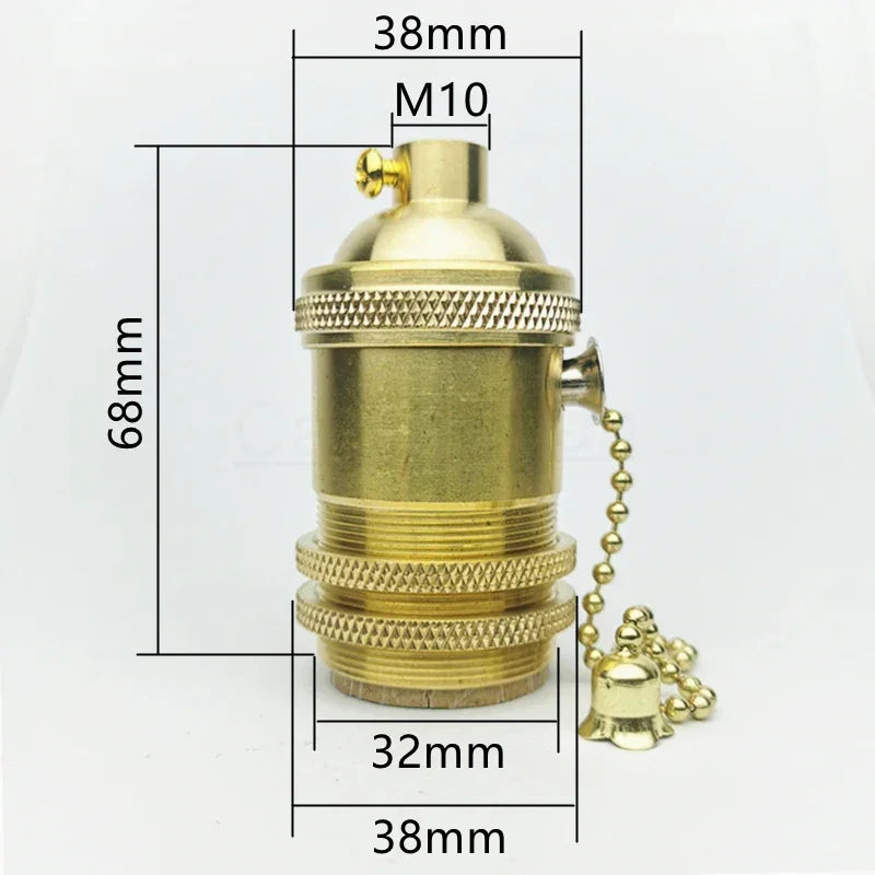 Brass 100% copper Lamp Holder Electric Light Socket Knob or Chain Switch