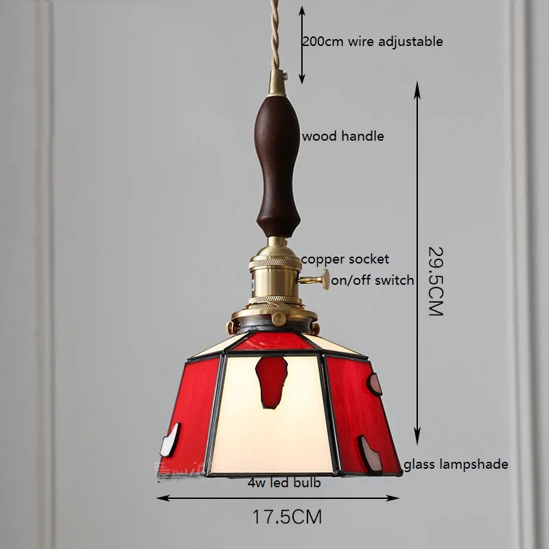 IWHD France Europe Style Stained Glass LED Pendant Light Fixtures