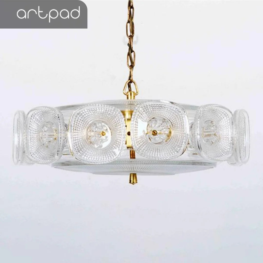 Vintage Glass Petal Chandelier for Living Room Dining Room French Green Cear Glass Hanging Pendant Chandelier Lights Bedroom - Adrianas Specialty Lamp Shades