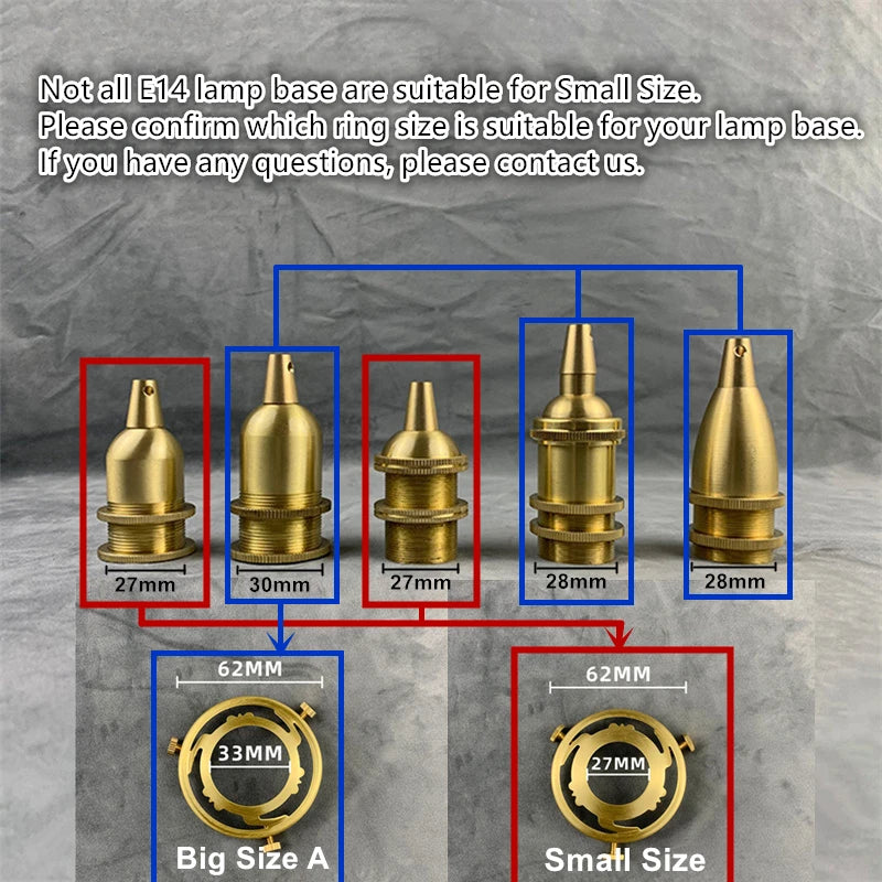 100% Brass Three Holes Ring E27 E14 Screw Lampshade Fixed Ring Holder Shade and Socket Connecter Fixed Copper Lamp Accessories