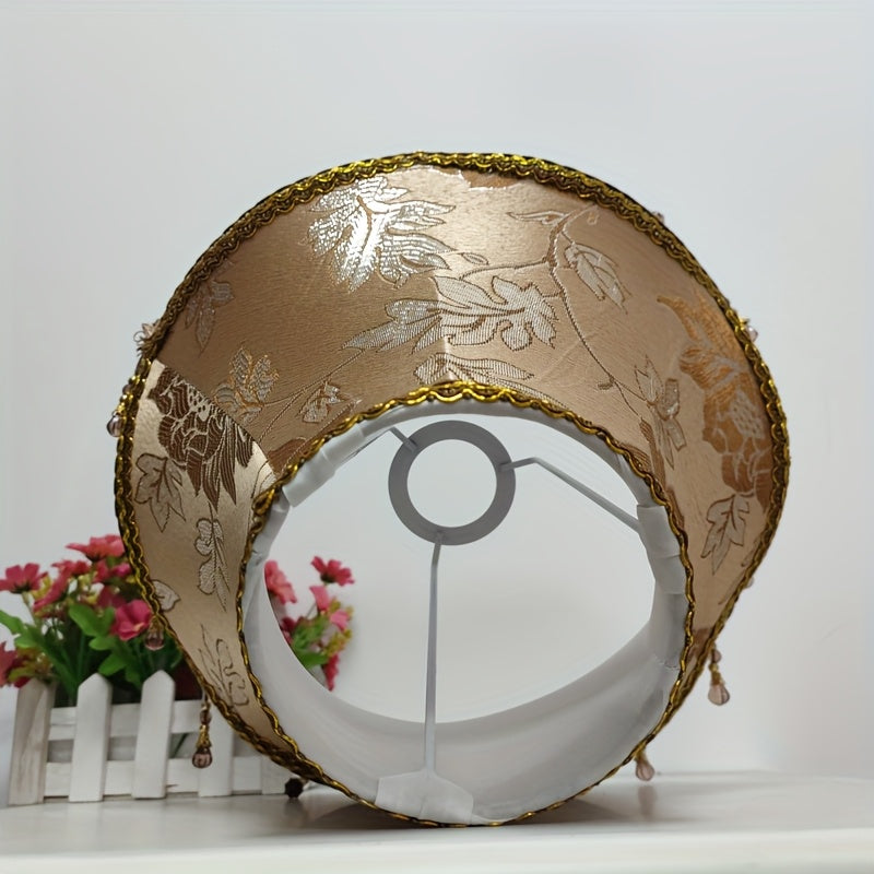1 Modern Fabric Floral Pattern Lampshade with Beaded Tassel