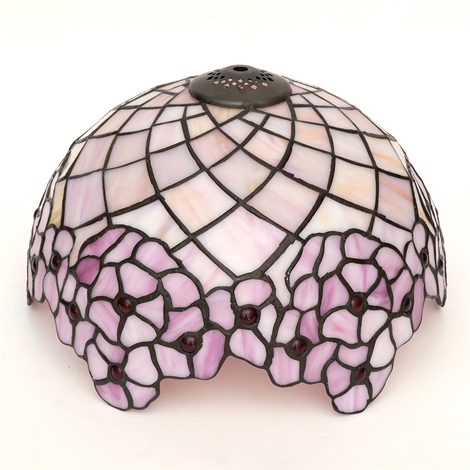 12 Pink Cherry Blossom Tiffany Stained Glass Lamp Shade - Handcrafted American Pastoral Elegance for Table, Chandelier, or Ceiling - Unique Romantic Personality Light Fixture - Adrianas Specialty Lamp Shades