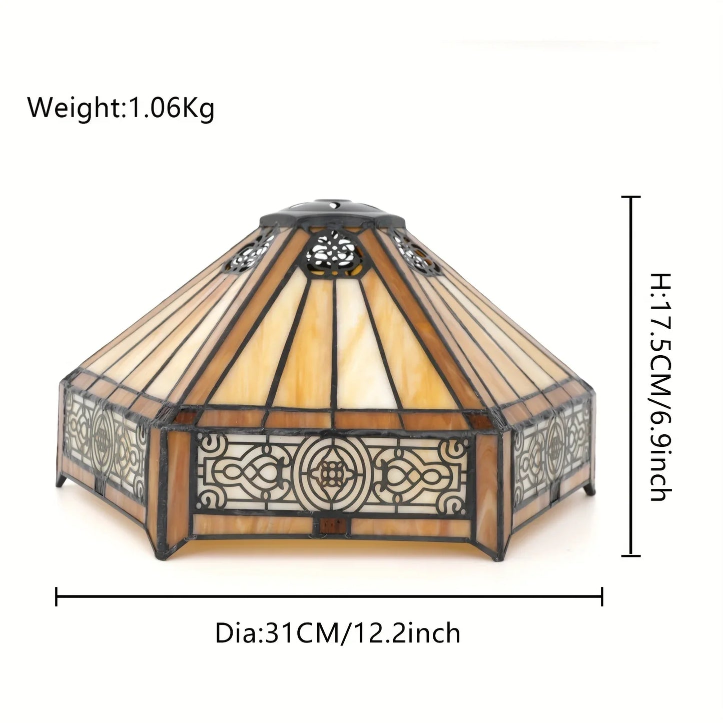 Mission Style Hexagon Stained Glass Lamp Shade