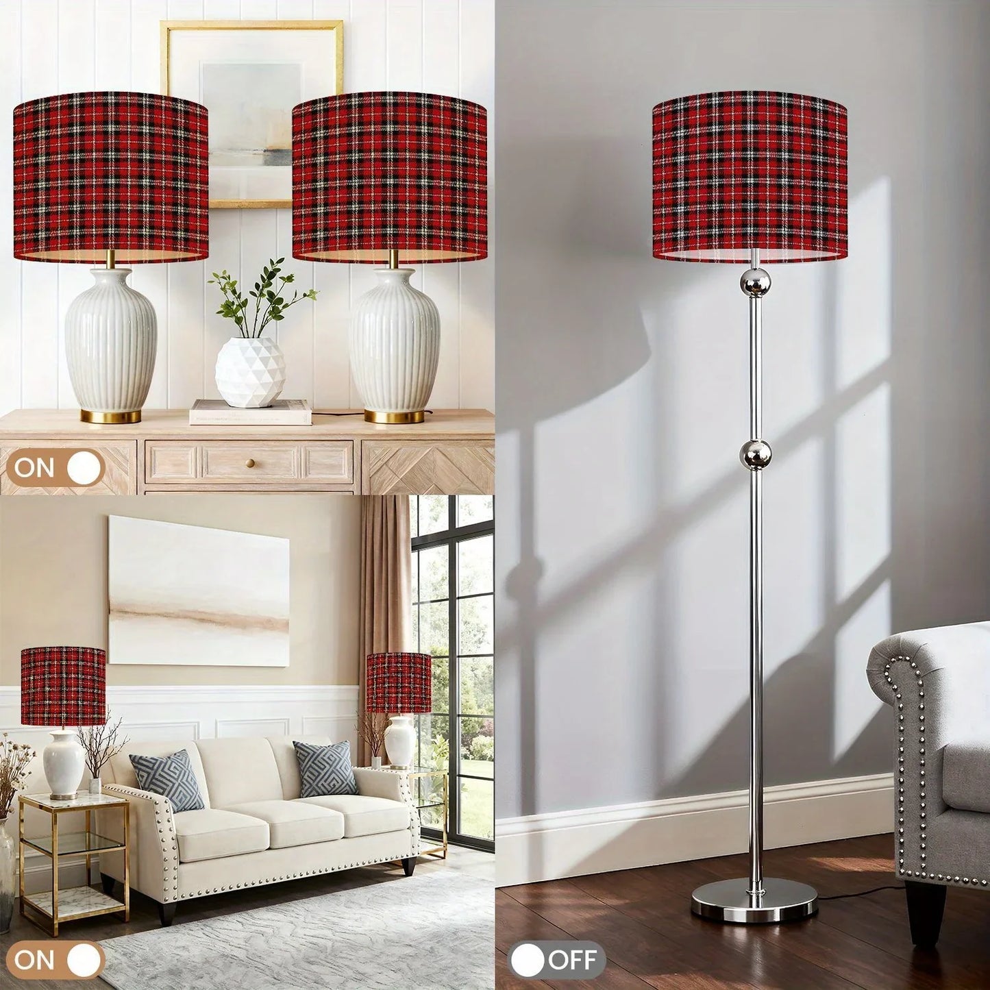 Set of 2 Large Boho Drum Lampshades