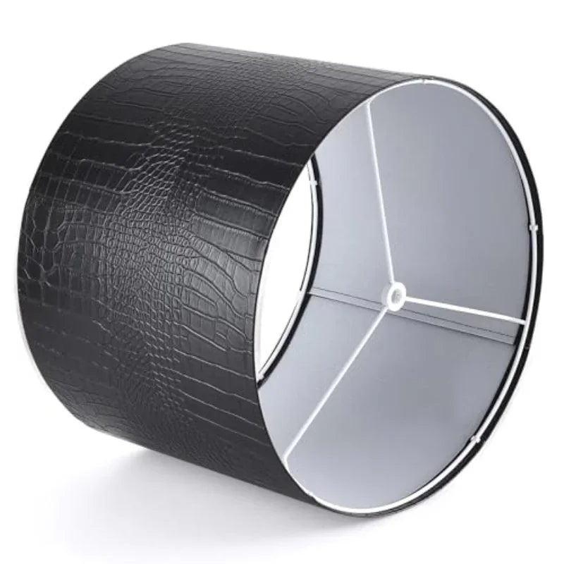 Black Reptile Print Drum Lamp Shade with Self-Trimming Edges