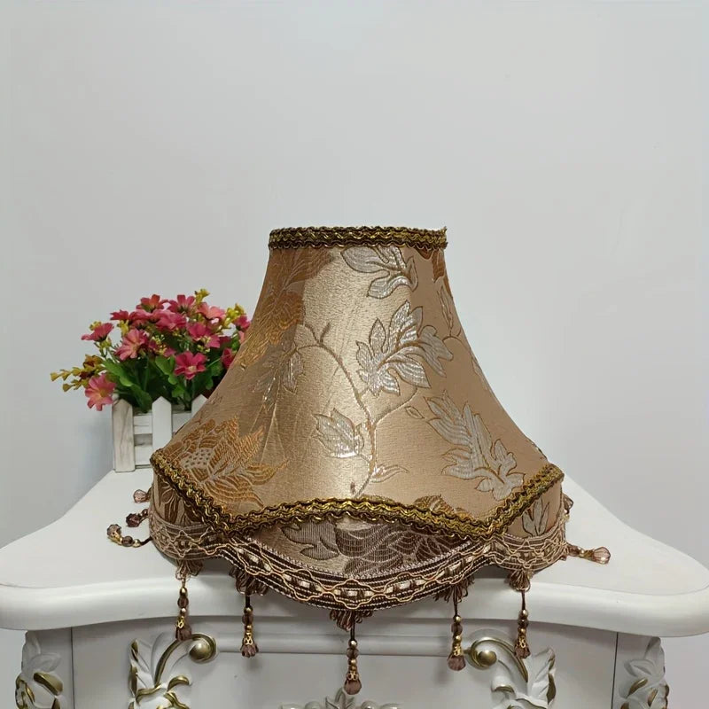 1 Modern Fabric Floral Pattern Lampshade with Beaded Tassel