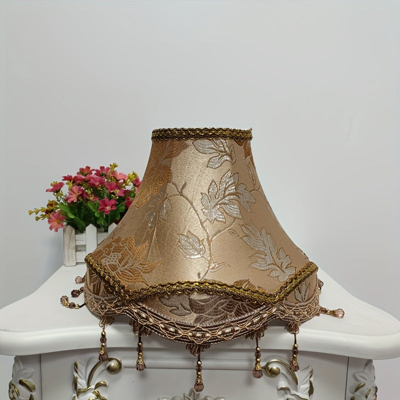 1 Modern Fabric Floral Pattern Lampshade with Beaded Tassel