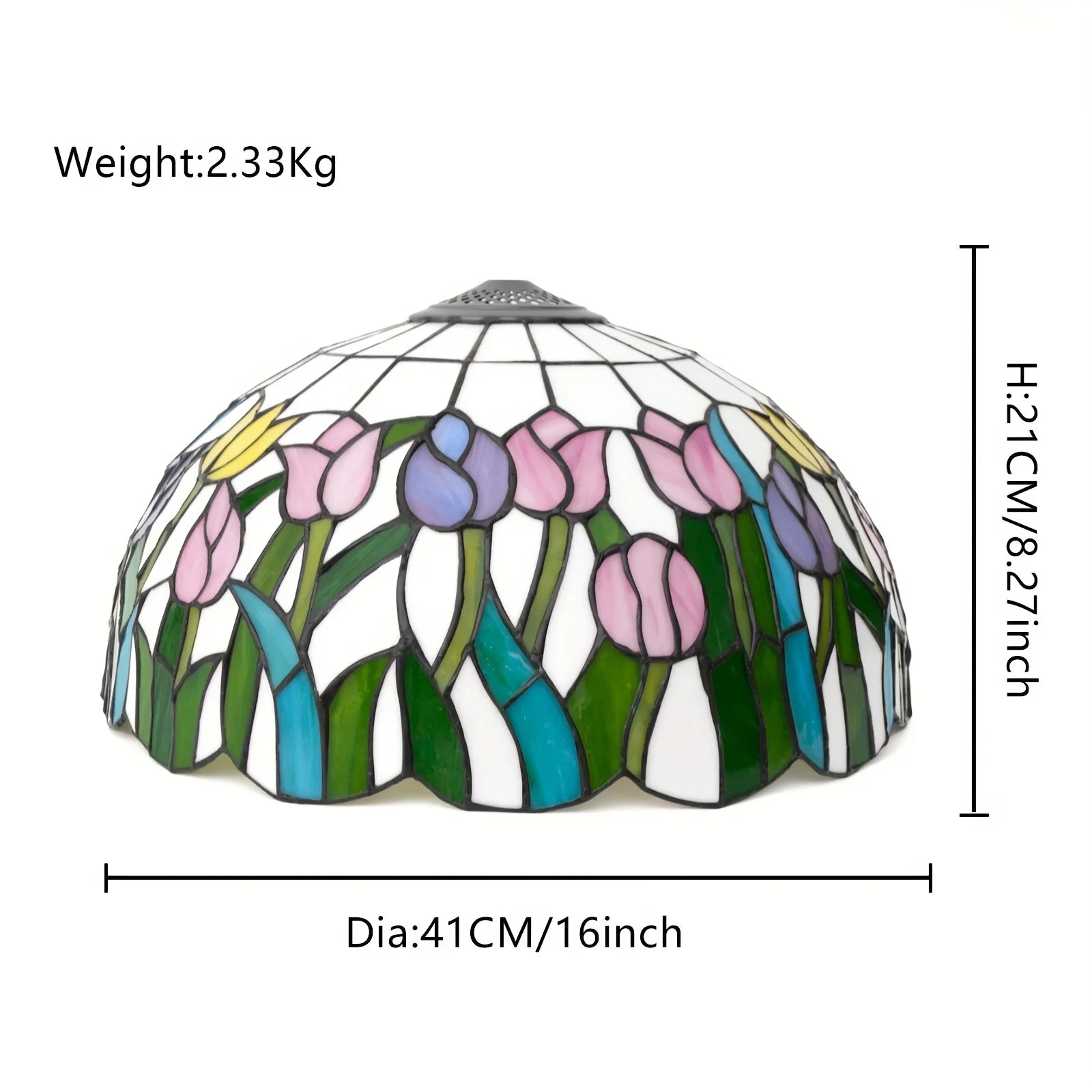 Luxury 16-Inch Rose Stained Glass Lamp Shade
