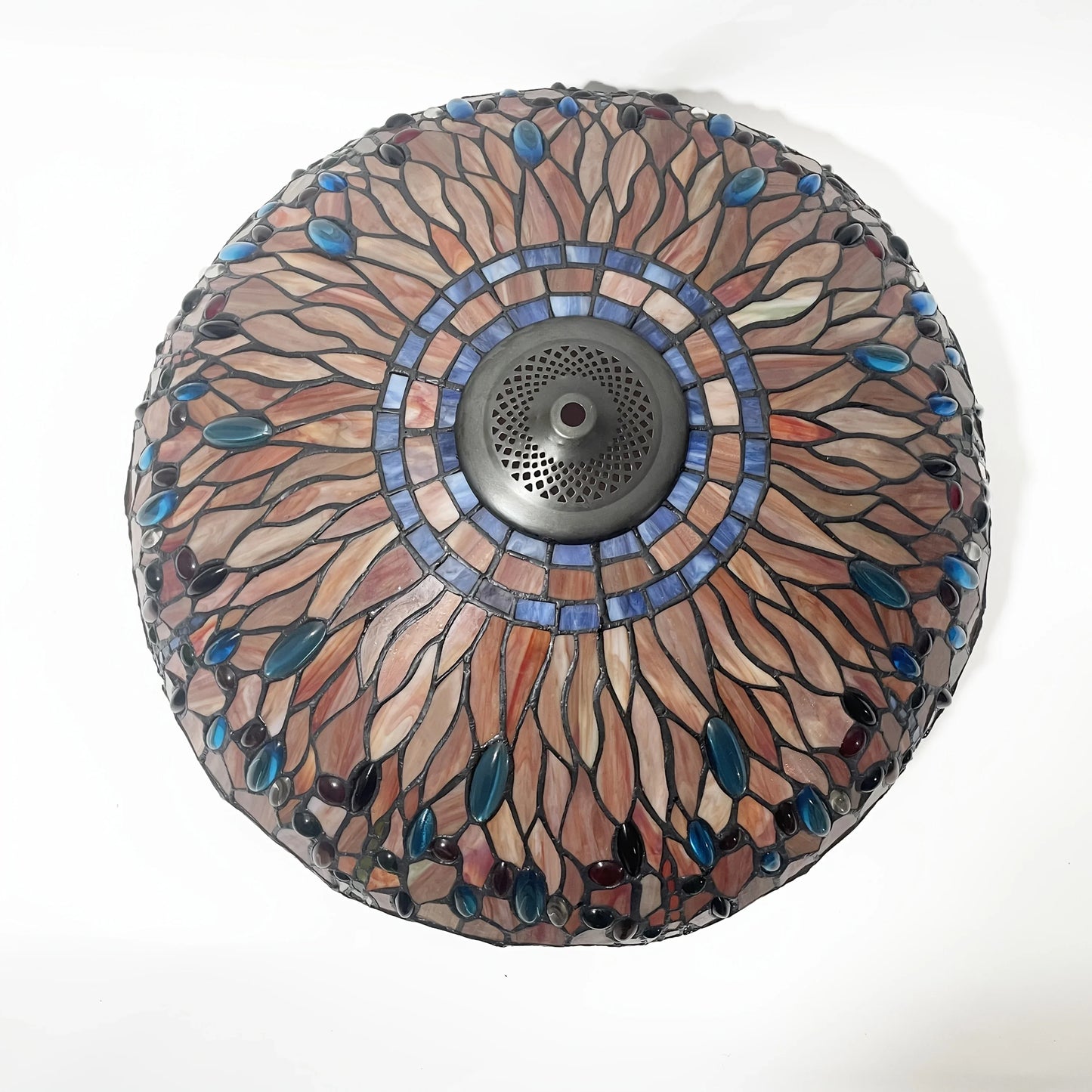 [Vintage Stained Glass] 20-Inch Vintage Dragonfly Stained Glass Lampshade