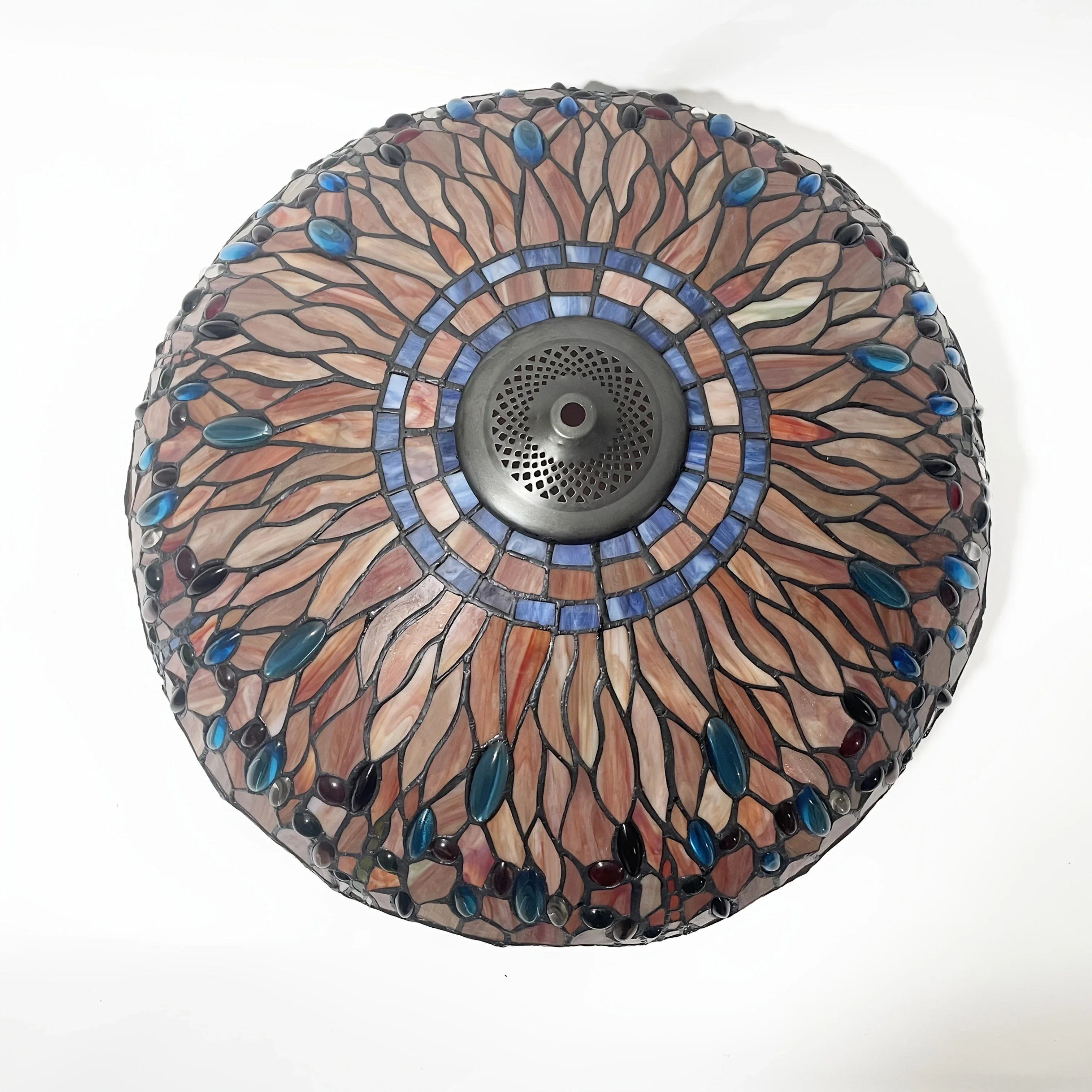 [Vintage Stained Glass] 20-Inch Vintage Dragonfly Stained Glass Lampshade