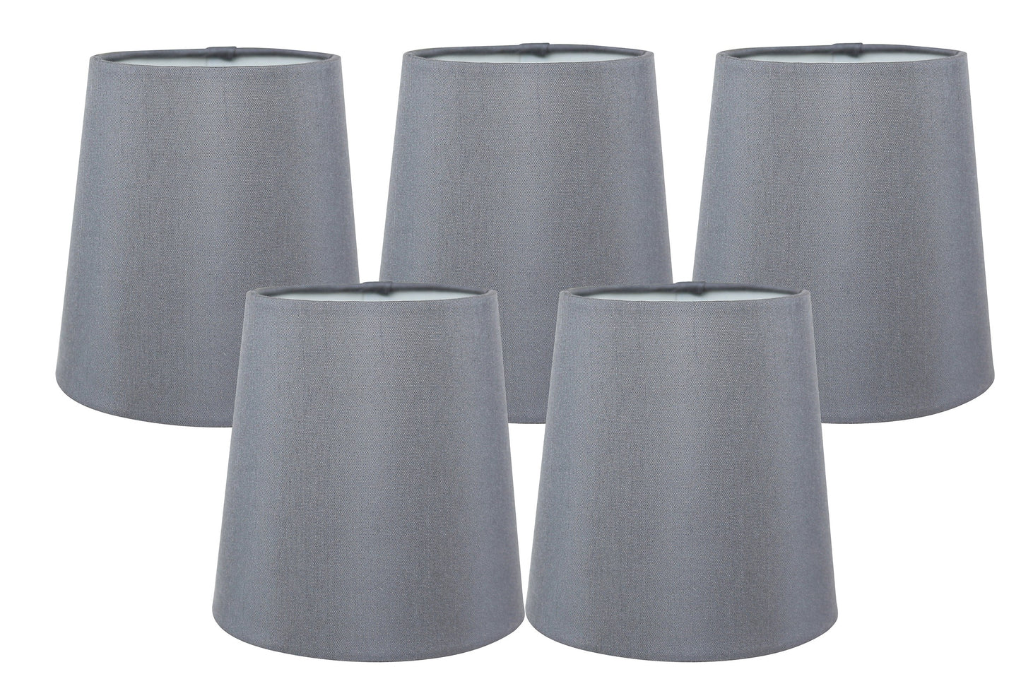Meriville Set of 6 Grey Faux Silk Clip On Chandelier Lamp Shades - Adrianas Specialty Lamp Shades