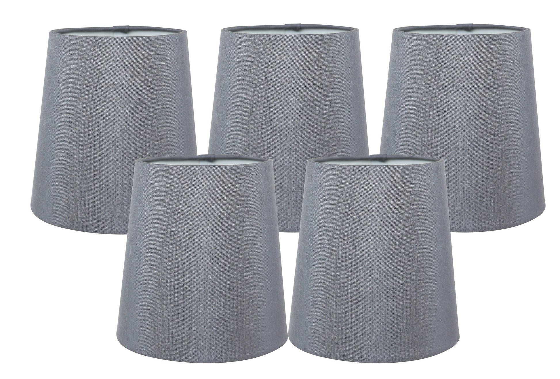 Meriville Set of 6 Grey Faux Silk Clip On Chandelier Lamp Shades - Adrianas Specialty Lamp Shades