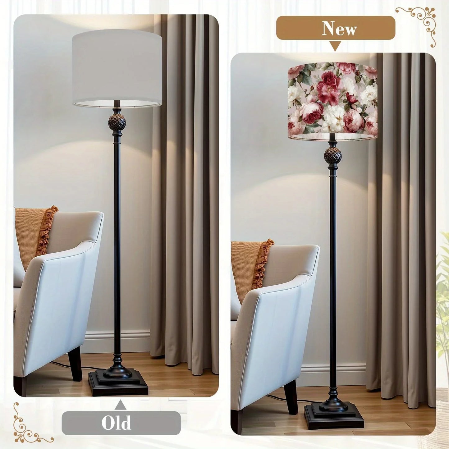 2-Pack Elegant Floral Desk Lamp Shades