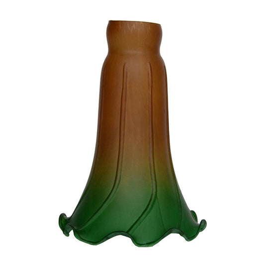 Amber-Green Pond Lily Lamp Shade Glass Lampshade 4.5" Wide X 6" Tall X 1.5" Fitter Lighting Accessories - Adrianas Specialty Lamp Shades