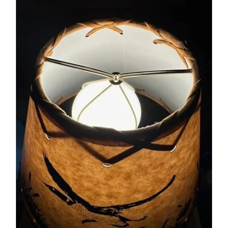 Rustic Oiled Kraft Clip-On Lamp Shade with Flying Loon Design