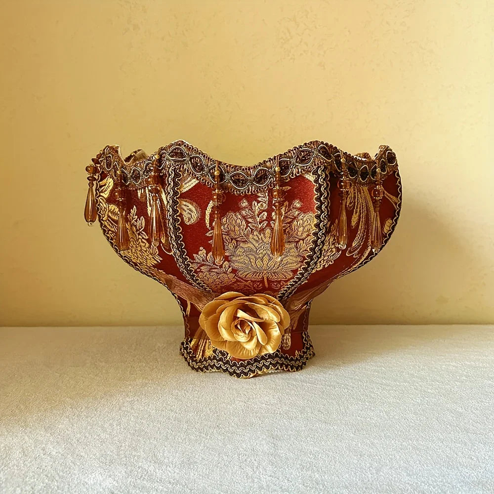 Luxury Handmade Lampshade, Burgundy Golden Floral Pattern