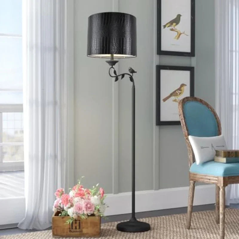 Black Reptile Print Drum Lamp Shade with Self-Trimming Edges