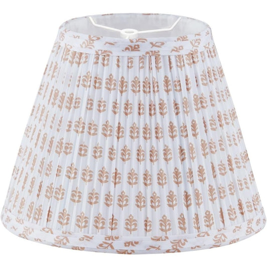 Lamp Shade 5" Top X 9" Bottom X 7" Slant Height Lamp Shades for Table Lamps Barrel Replacement Lampshade Spider Fitter Modern Fabric Pleated Lampshades for Table Lamp 1 Pack(Brown Floral) - Adrianas Specialty Lamp Shades