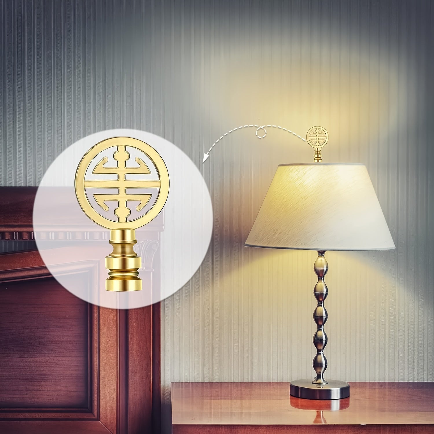 Set of 2 Polished Metal Lamp Finials - Adrianas Specialty Lamp Shades