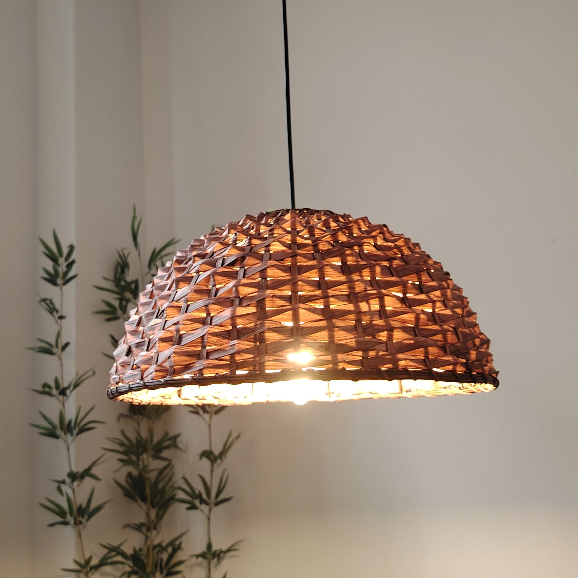 Modern Handwoven Bohemian Bamboo Pendant Light Shade - Adrianas Specialty Lamp Shades