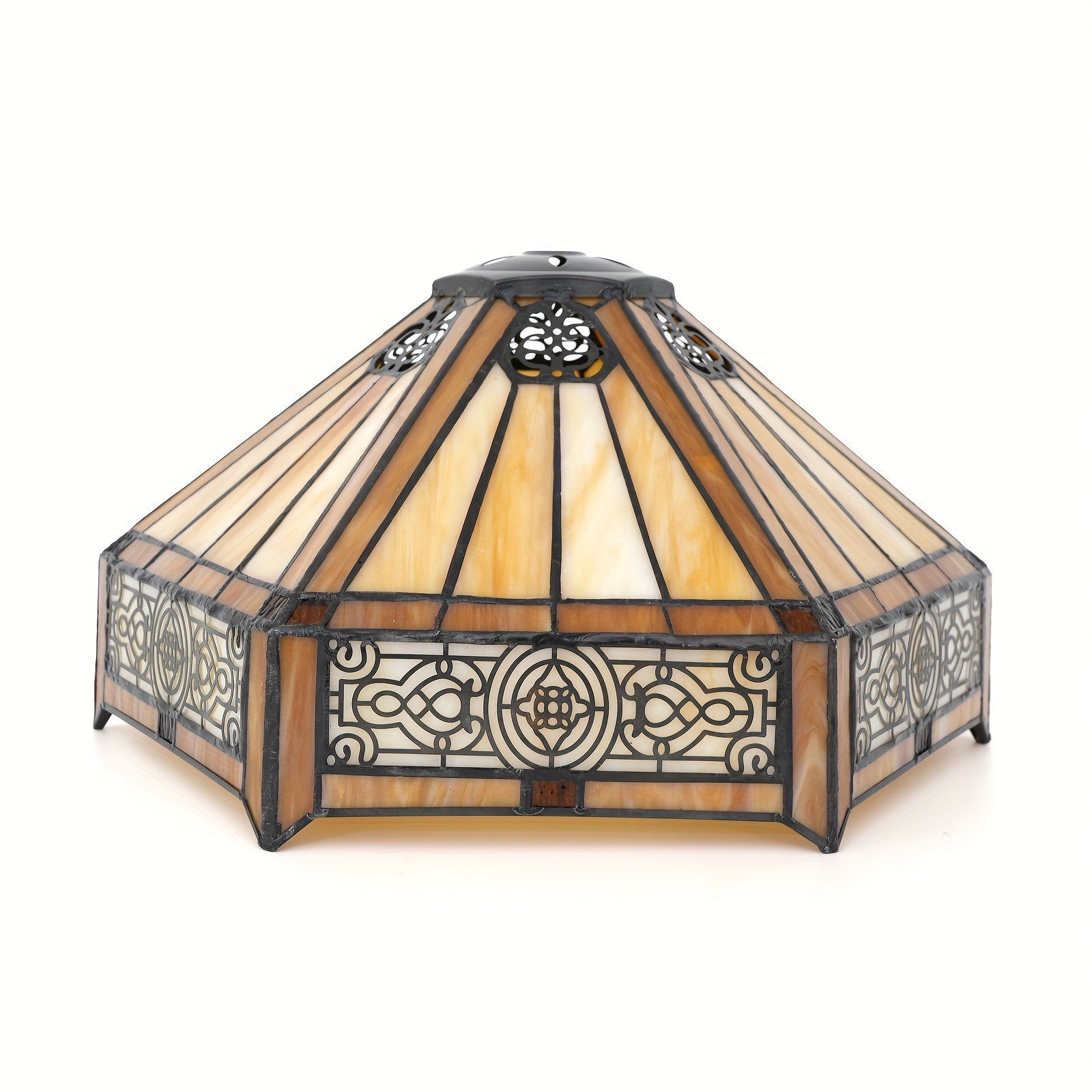 Mission Style Hexagon Stained Glass Lamp Shade