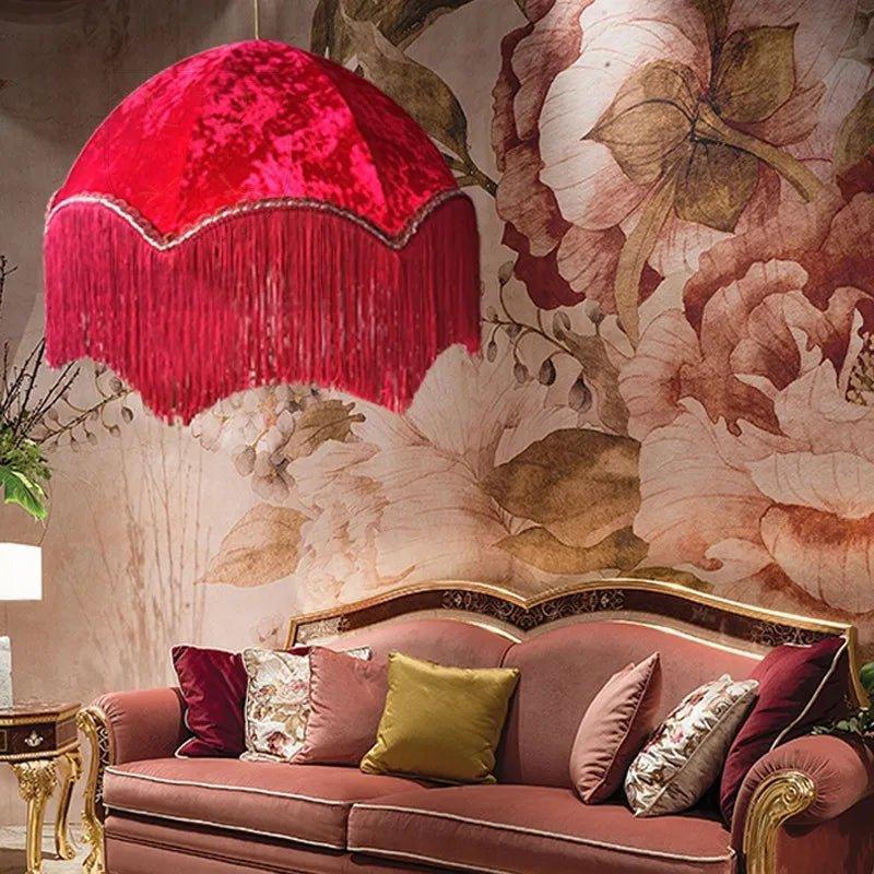 BeauVamp pendant light French vintage color tassel cloth lampshade E27 boho lamp Living Room Bedroom bar dining room lighting - Specialty Shades