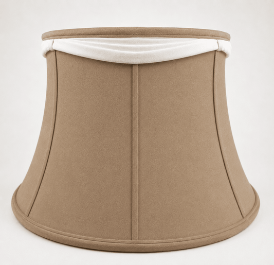 Beige Floor Lamp Shade With White Draping - Adrianas Specialty Lamp Shades
