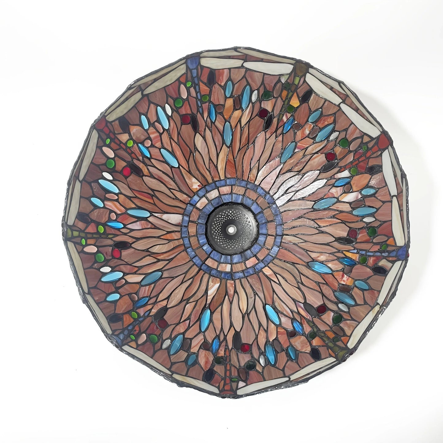 [Vintage Stained Glass] 20-Inch Vintage Dragonfly Stained Glass Lampshade