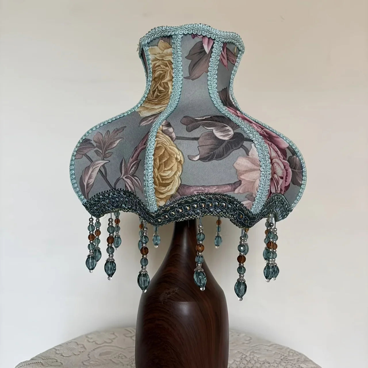 Retro Style Fabric Lampshade with Floral Pattern