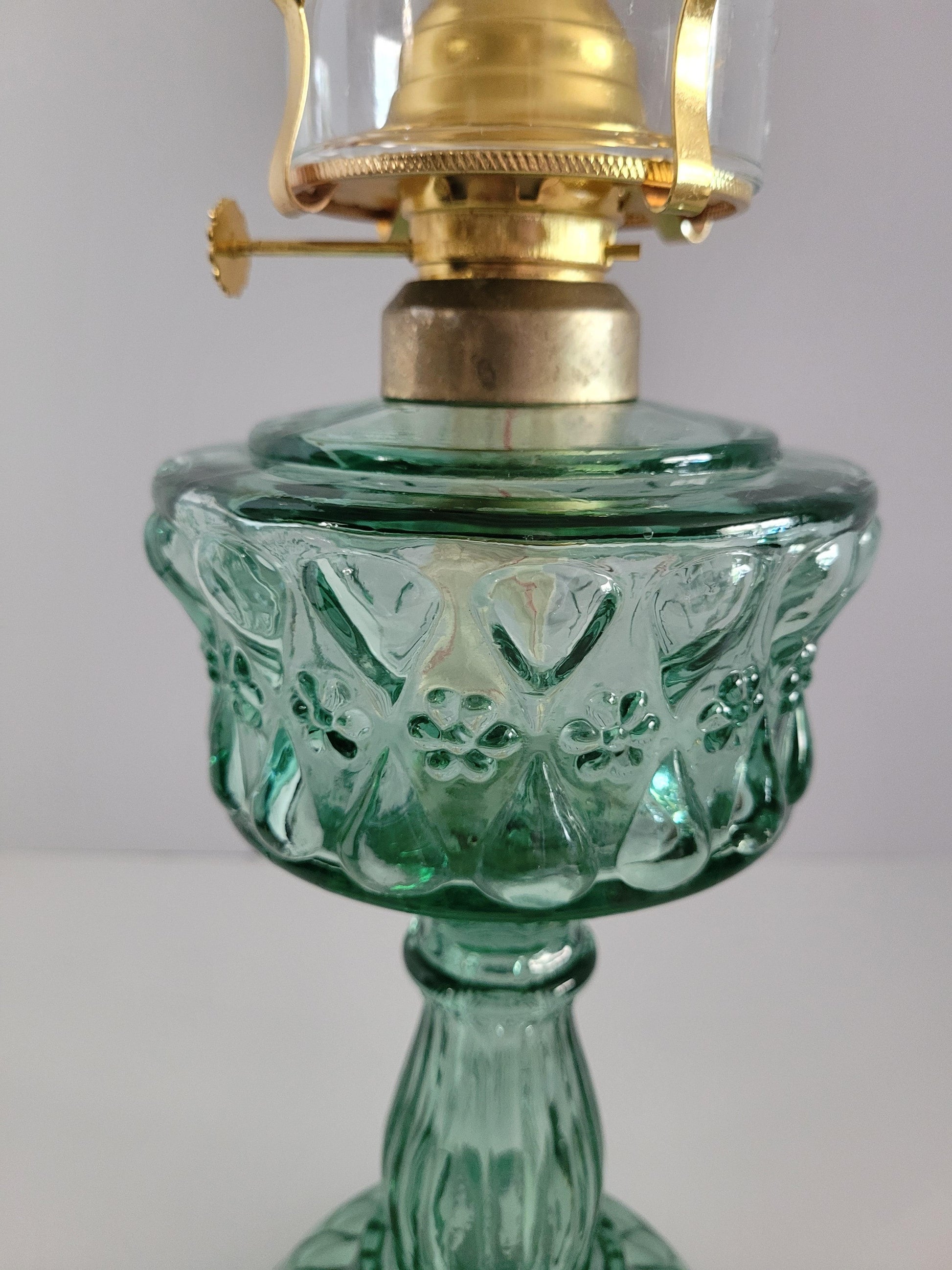 Bottle Green Oil Lamp lamps Adrianas Specialty Lamp Shades