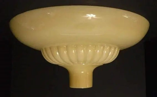 Buff Luster Ribbed Torchiere Lamp Shade – 16" Top, Nu Gold Finish, 2¾" Fitter - Adrianas Specialty Lamp Shades