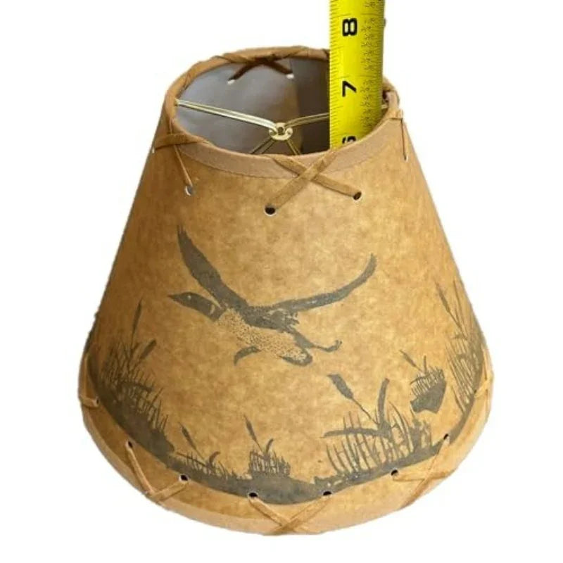 Rustic Oiled Kraft Clip-On Lamp Shade with Flying Loon Design