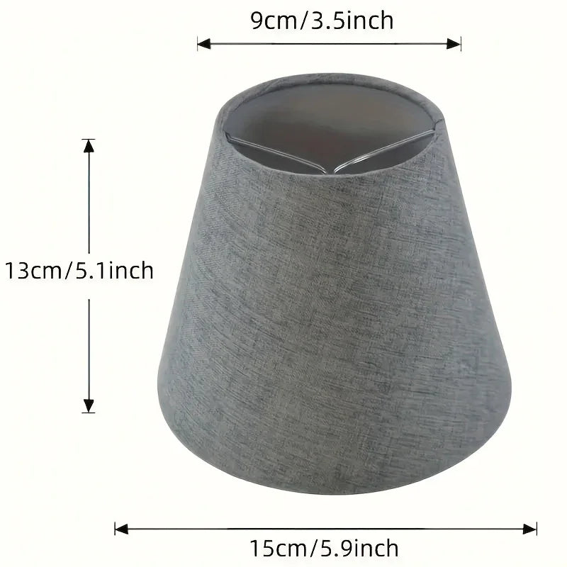 6pcs Pure Gray Fabric Lampshades, Clip-on Shades