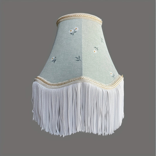 Country French-Style - Modern Creative Fabric Lampshade Replacement, Small Floral Tassel Lampshade, Lightweight Fabric Design - Suitable for Floor Lamps and Table Lamps, Green Floral Pattern, Easy Installation, Ideal for Bedr - Adrianas Specialty Lamp Shades