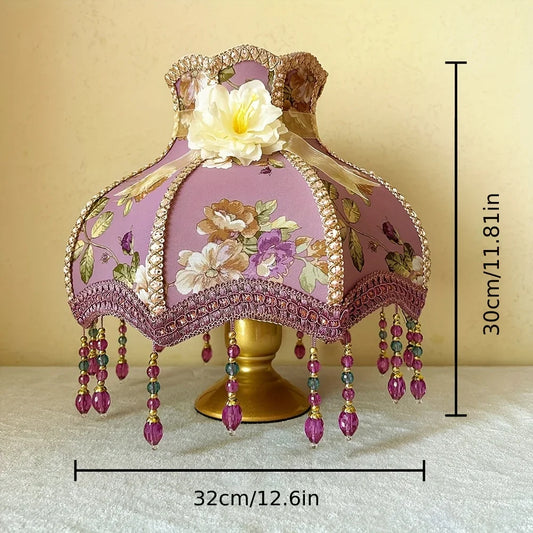 Handmade Vintage Floral & Crystal Bead Lampshade