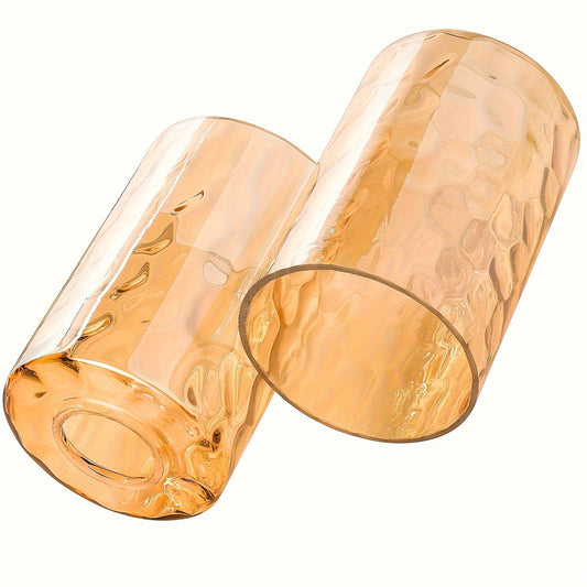 Modern Amber Ripple Cylinder Glass Lamp Shade - Adrianas Specialty Lamp Shades
