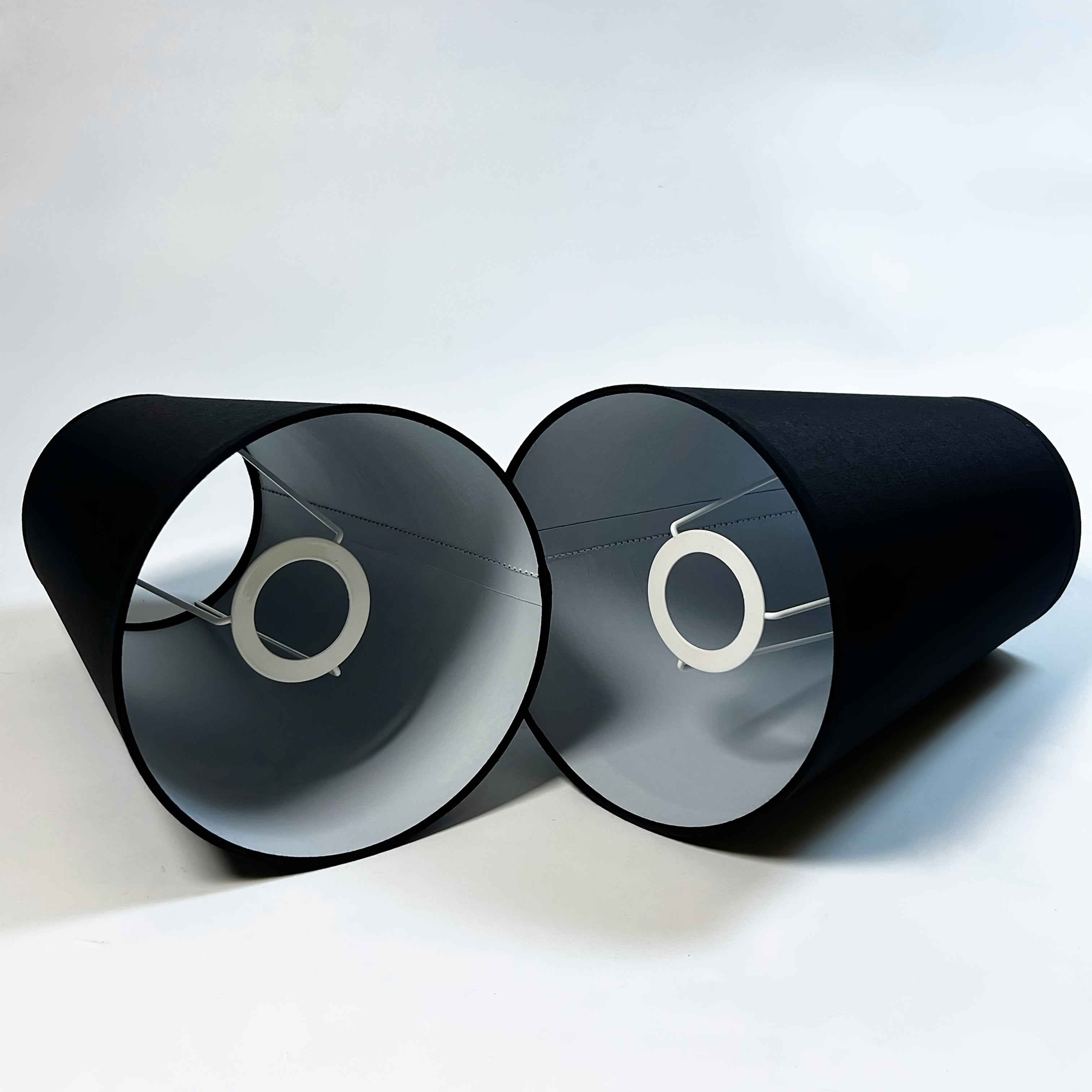 2pcs Black Modern Cylindrical Fabric Lampshades - Large Tapered Drum Shades for E27, Fits Table Lamps, Lamps & Ceiling Fixtures, Soft Glow Diffuser for Home, Office, Bedroom (Compatible with Standard), Ceiling Lamp Shade, Lam