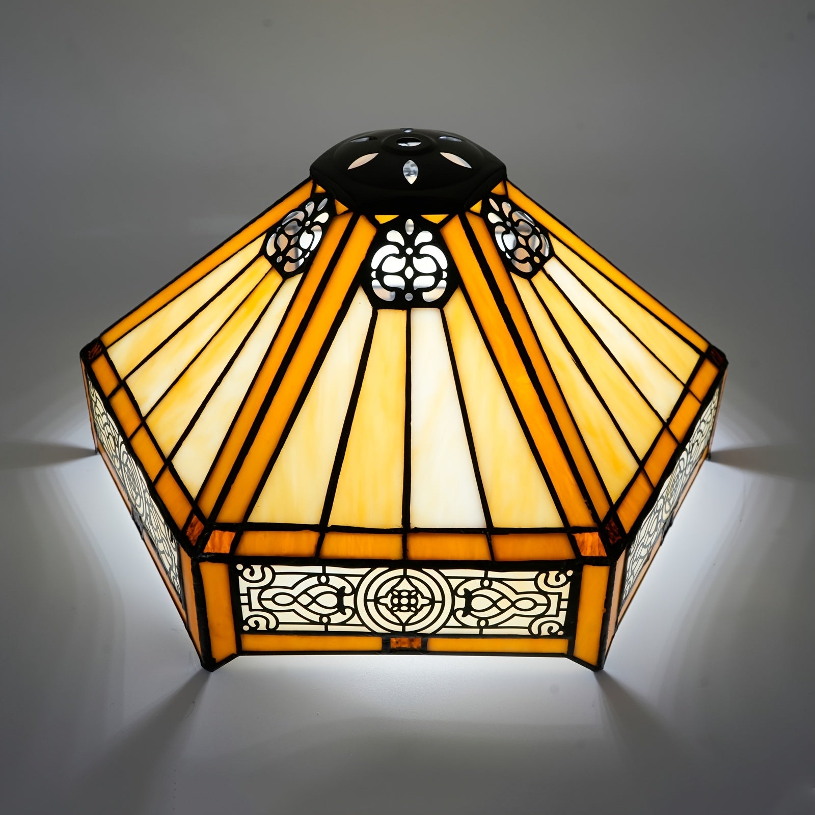 Mission Style Hexagon Stained Glass Lamp Shade