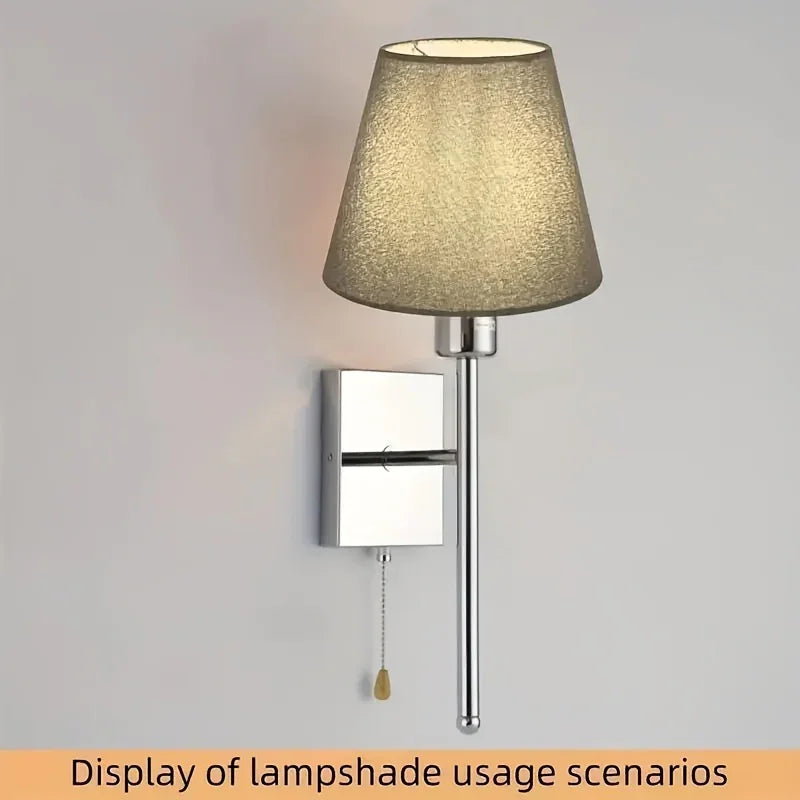 6pcs Pure Gray Fabric Lampshades, Clip-on Shades