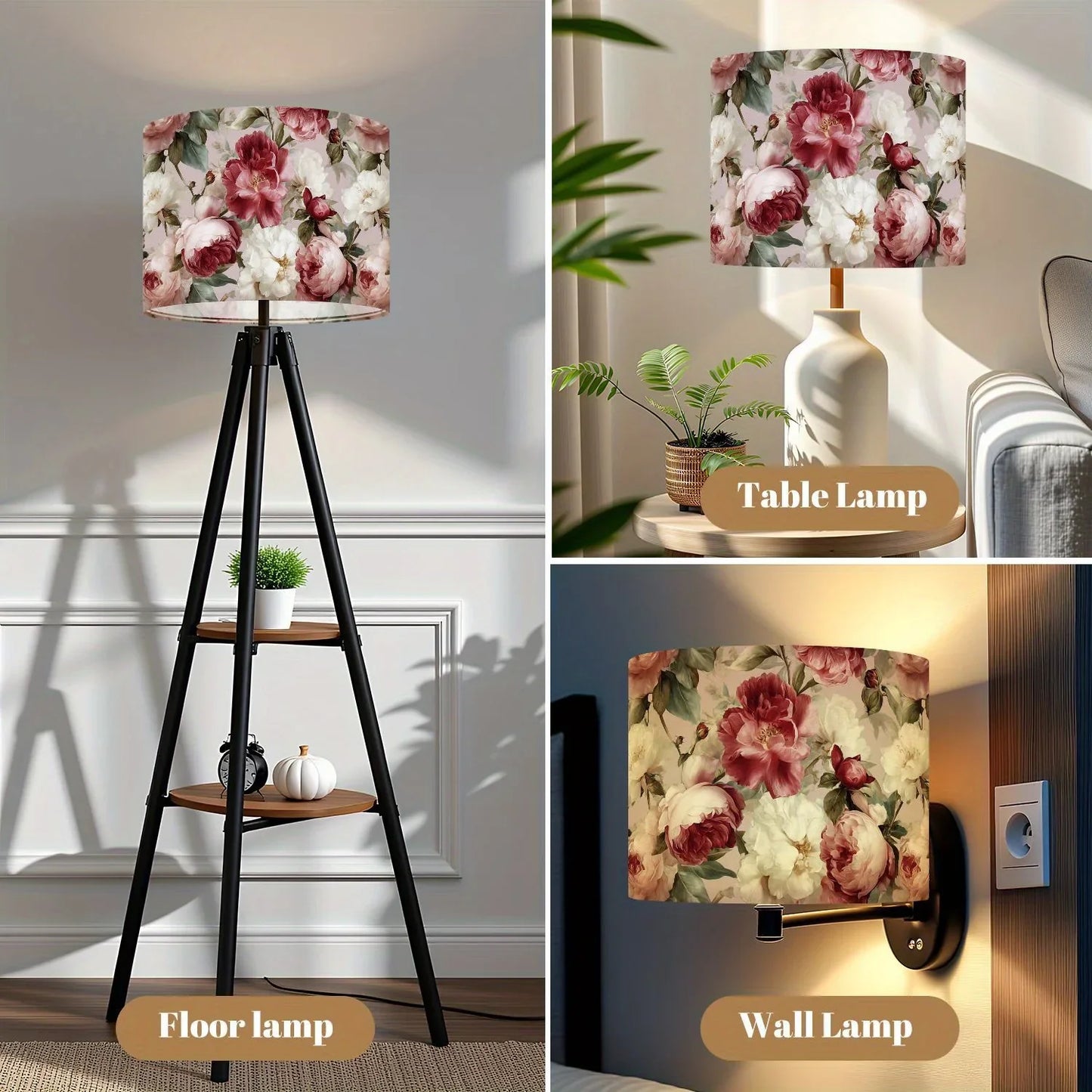 2-Pack Elegant Floral Desk Lamp Shades