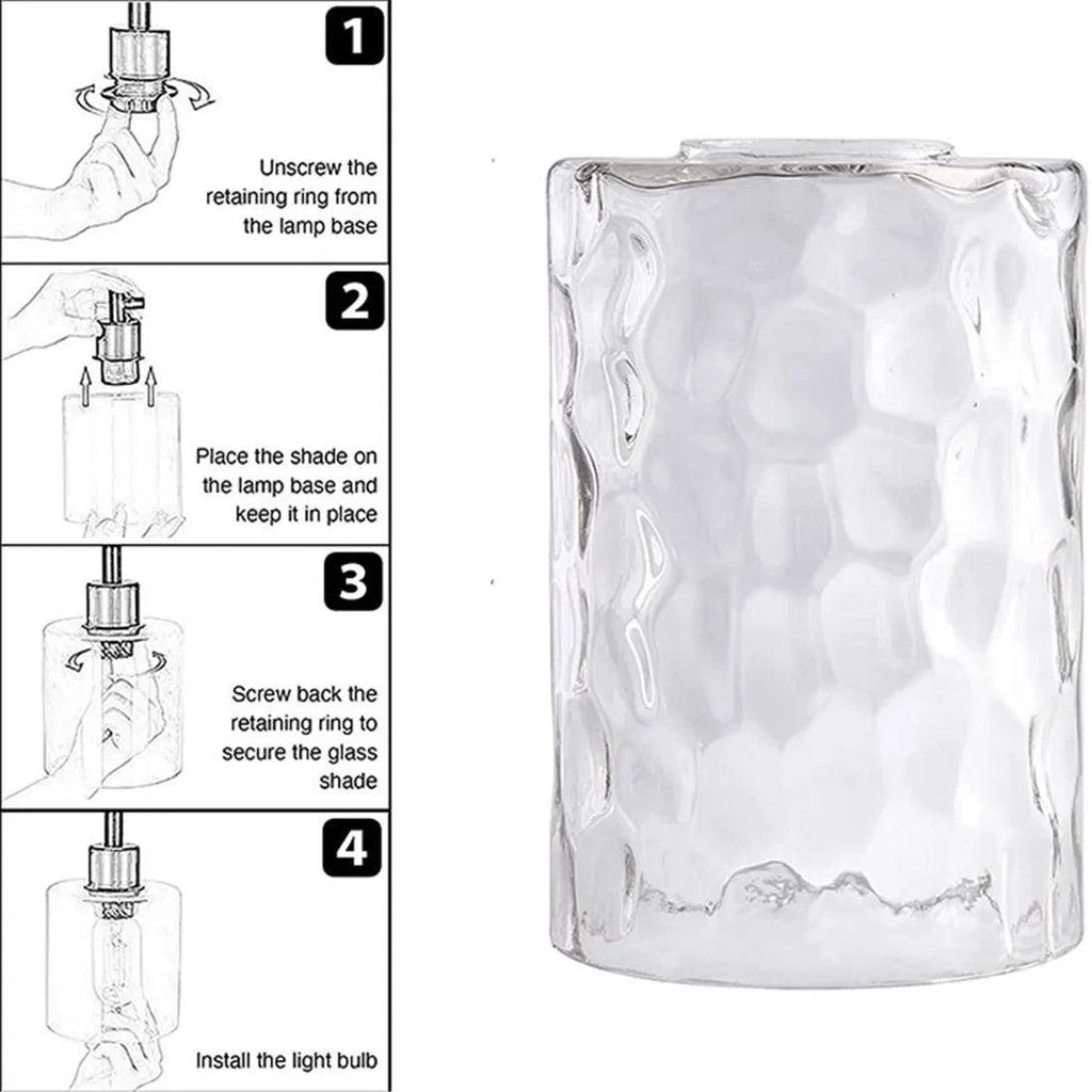 Clear Hammered Glass Lamp Shade Replacement Water Ripple Cylinder Glass Shade Accessory for Pendant Light Chandelier Wall Sconce Lamp Shades Adrianas Specialty Shades