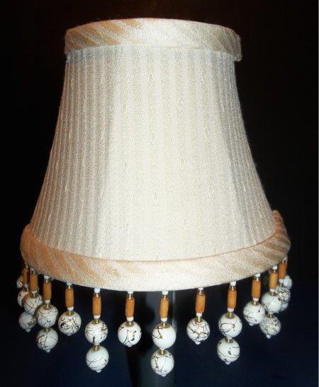 Cream Pin Stripe Beaded Chandelier chandelier shades Adrianas Specialty Lamp Shades