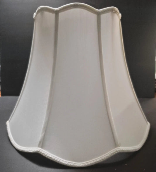 Cream Scallop Silk Table Lamp Shade | French Trim | 8" Top x 16" Bottom x 11.5"H - Adrianas Specialty Lamp Shades