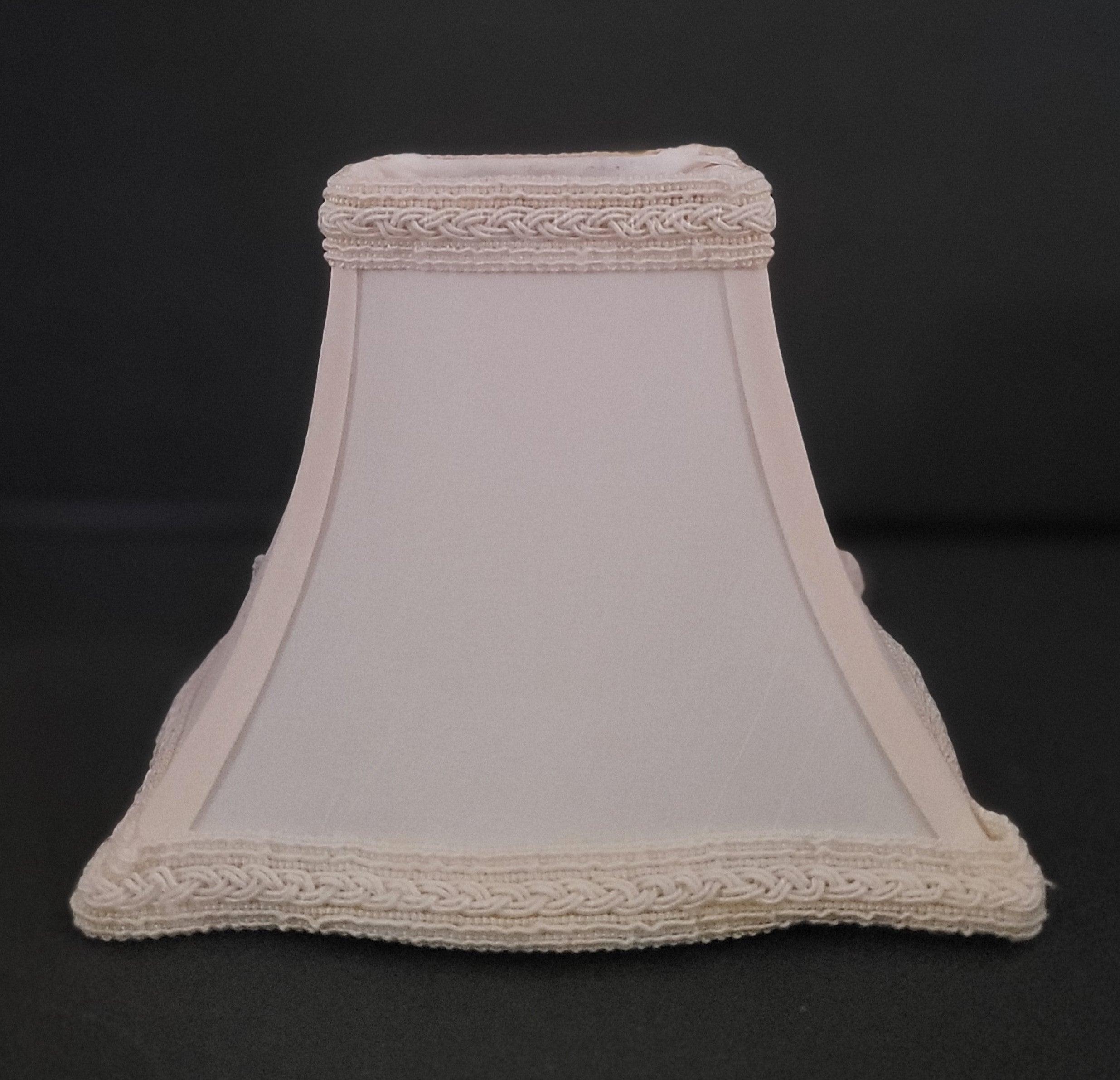 Cream Square Chandelier Shades - French Braid Trim 🌟 chandelier-lamp-shades Adrianas Specialty Lamp Shades