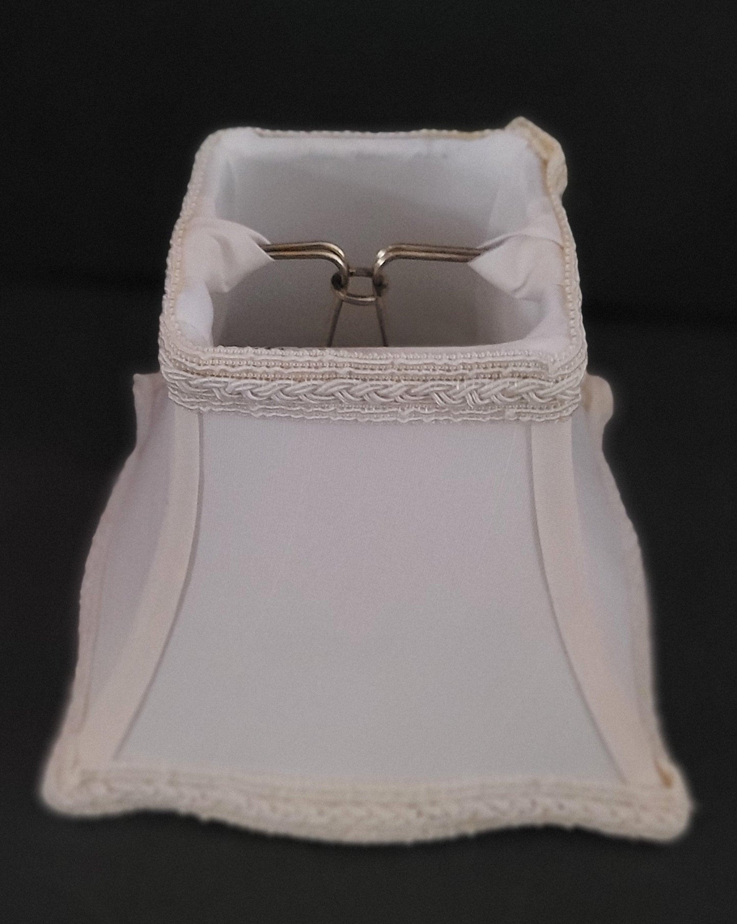 Cream Square Chandelier Shades - French Braid Trim 🌟 chandelier-lamp-shades Adrianas Specialty Lamp Shades