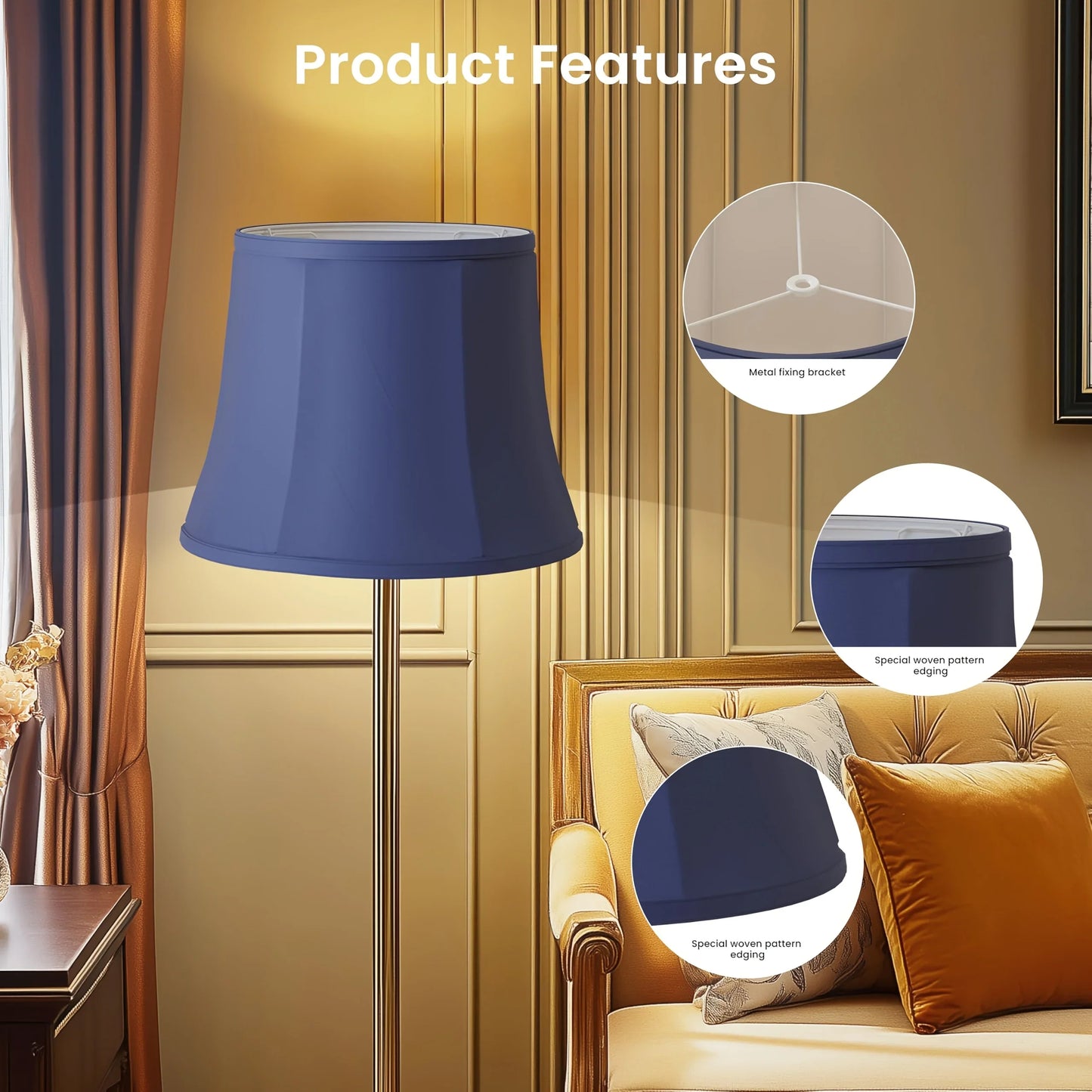 Double Royal Style Foldable Medium Lamp Shade Set of 2