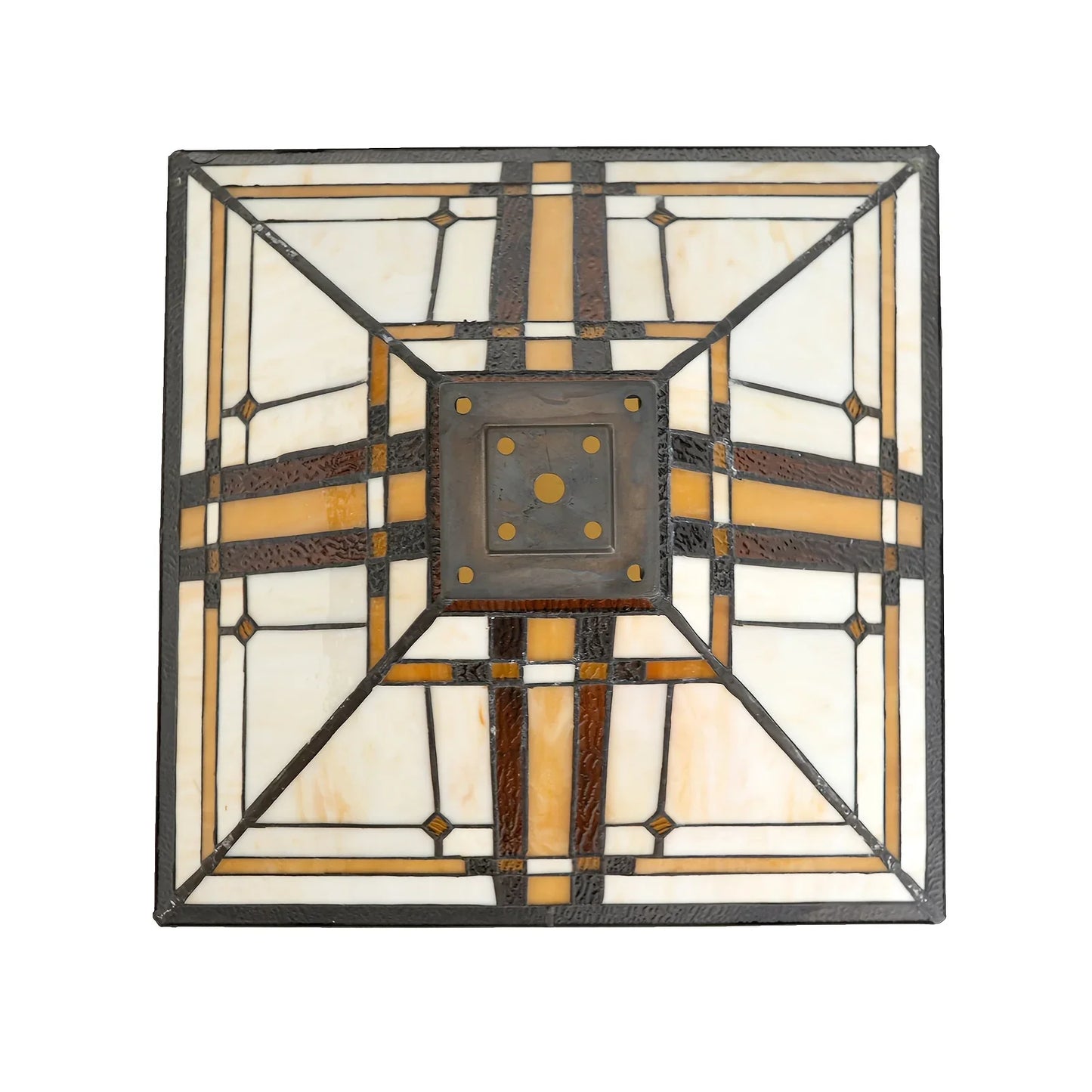 20-Inch Wide Retro Square Stained Glass Lampshade