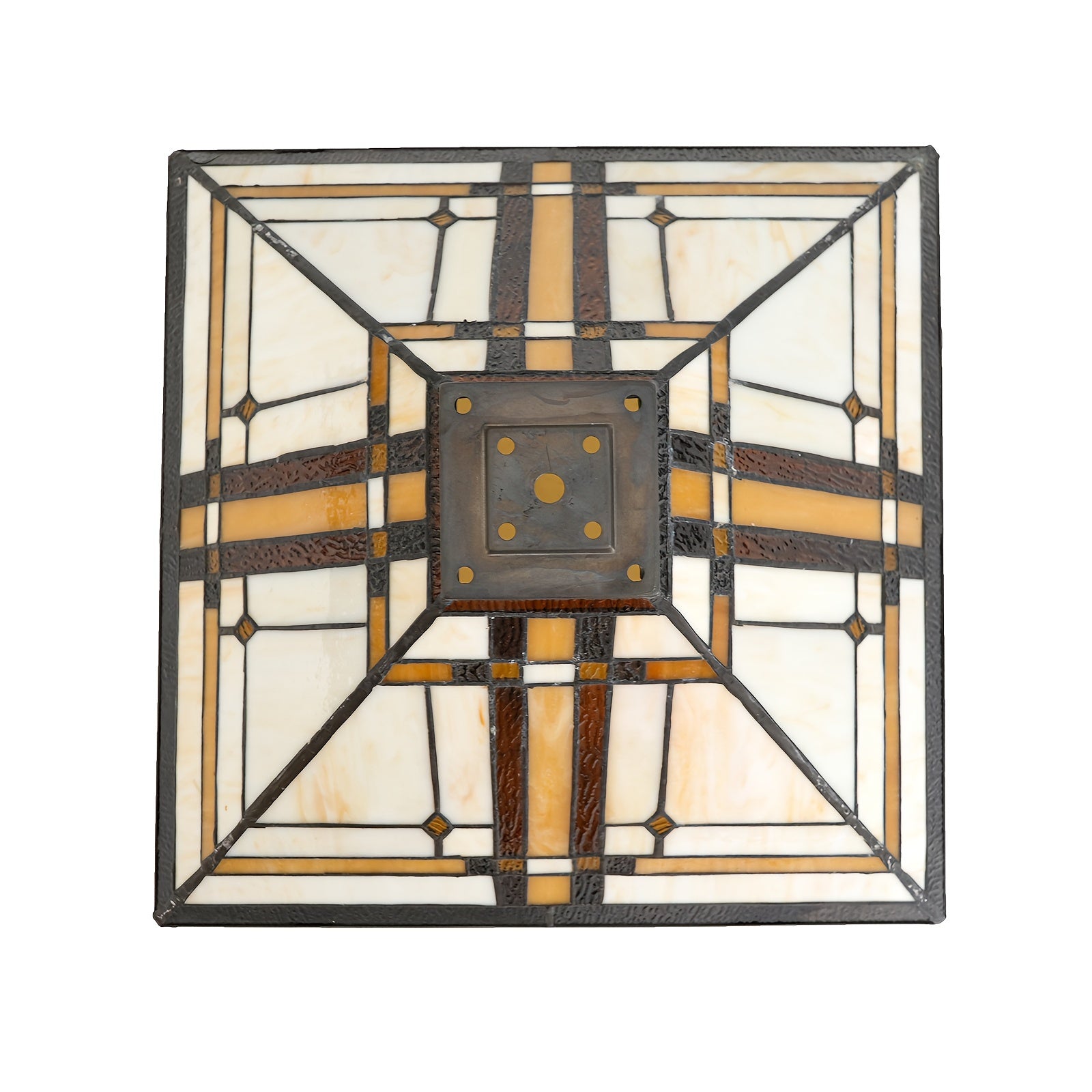 20-Inch Wide Retro Square Stained Glass Lampshade