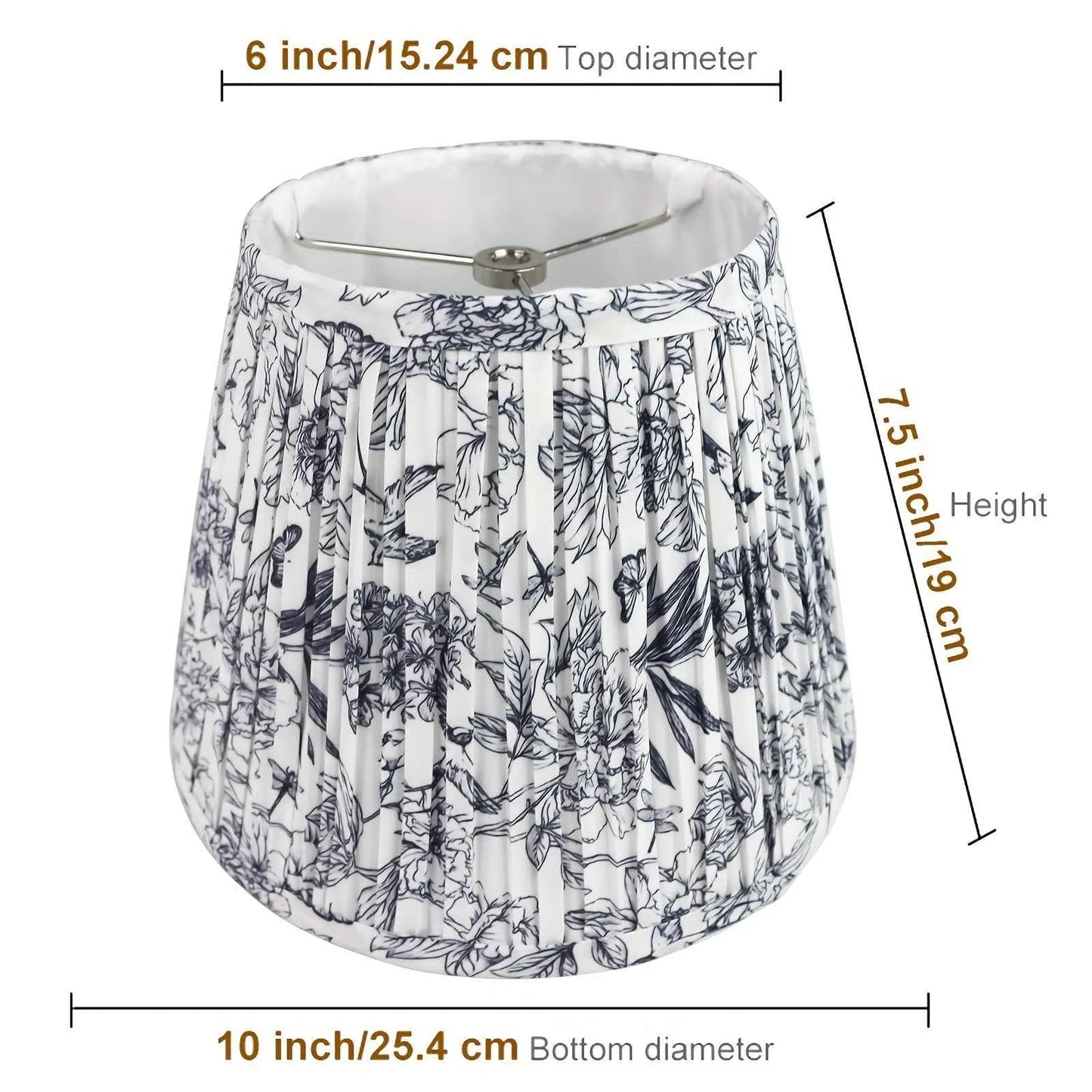 Blue Toile Floral Fabric Lampshade 6x10x7.5" - Artistic Decorative Clock-Shaped Cover for table lights, floor lights, and pendant lights