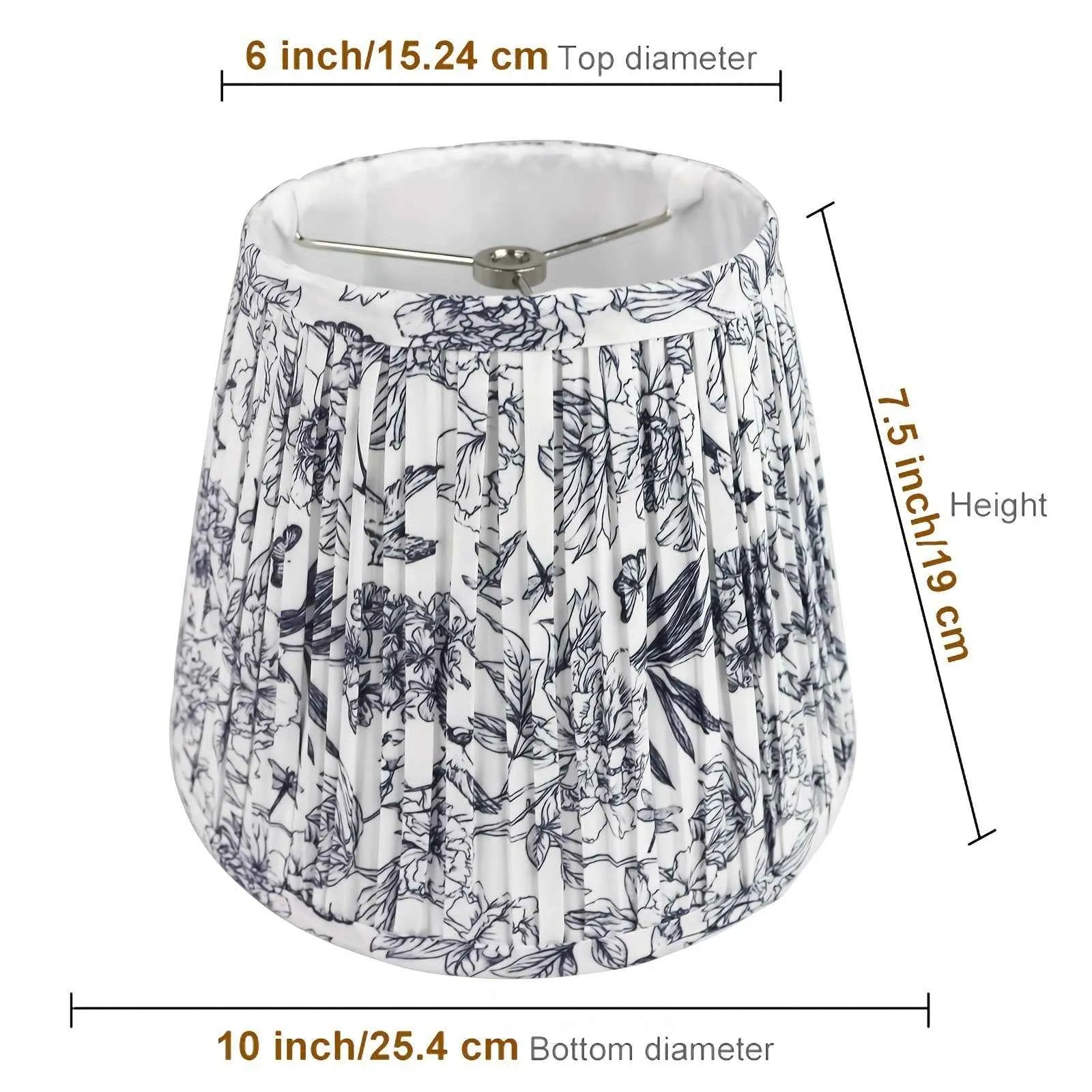 Blue Toile Floral Fabric Lampshade 6x10x7.5" - Artistic Decorative Clock-Shaped Cover for table lights, floor lights, and pendant lights